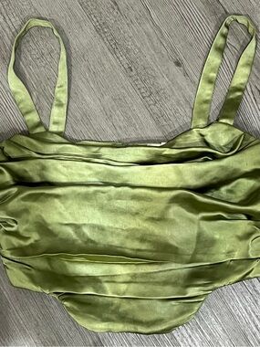 La Hearts Olive Green Satin Cowl Neck Camisole